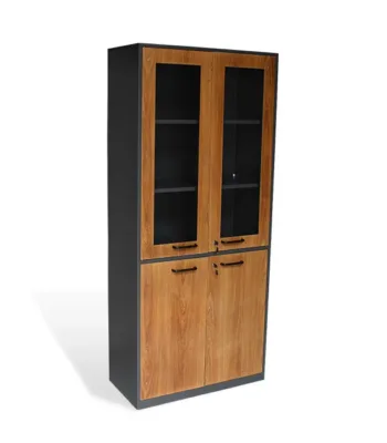 STEEL STATIONARY CABINET 4 DOOR WITH GLASS KM-W18A
