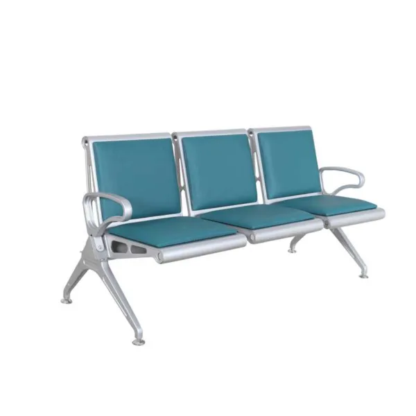 THREE SEATER HEAVY DUTY COLD-ROLLED STEEL GREEN PU PADDED LINK CHAIR YD-K103P