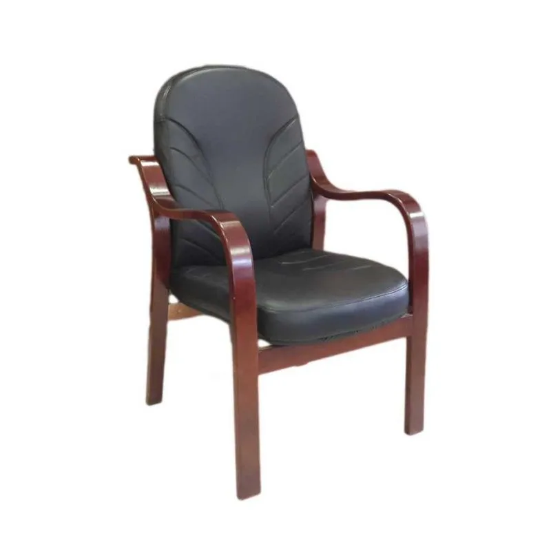 EXECUTIVE VISITORS PU BLACK CHAIR WITH WOODEN ARMS 225
