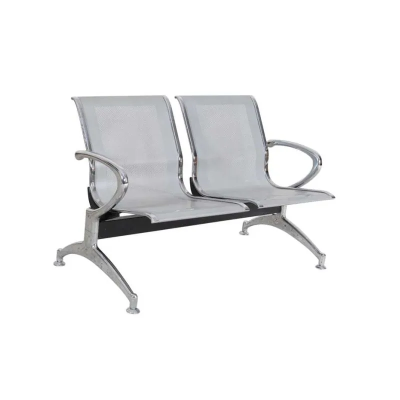 TWO SEATER BLACK STAINLESS STEEL LINK CHAIR YD-B102