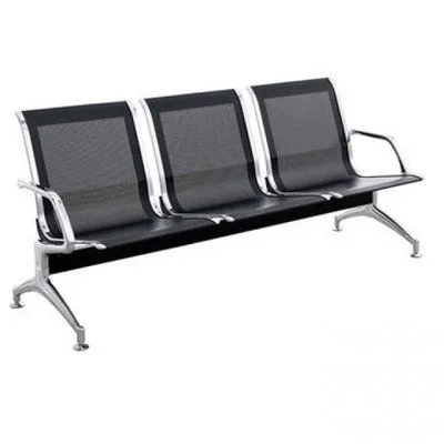 THREE SEATER BLACK STAINLESS STEEL LINK CHAIR YD-B103