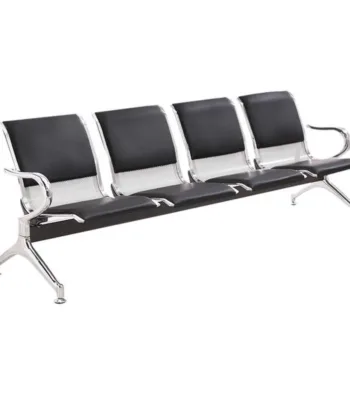 FOUR SEATER STAINLESS STEEL BLACK PU SEMI PADDED LINK CHAIR YD-B104P