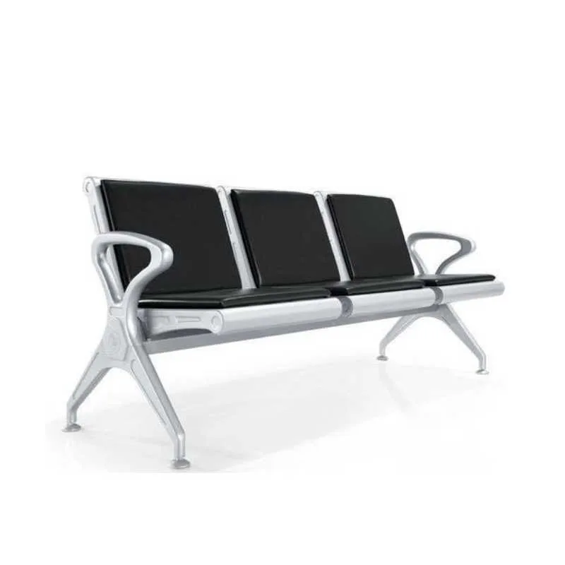 THREE SEATER HEAVY DUTY COLD-ROLLED STEEL BLACK PU PADDED LINK CHAIR YD-K103P