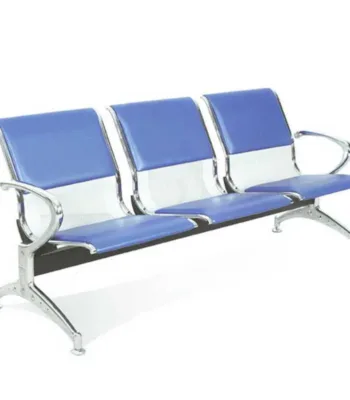 THREE SEATER BLACK AND BLUE PU SEMI PADDED STAINLESS STEEL LINK CHAIR YD-B103P
