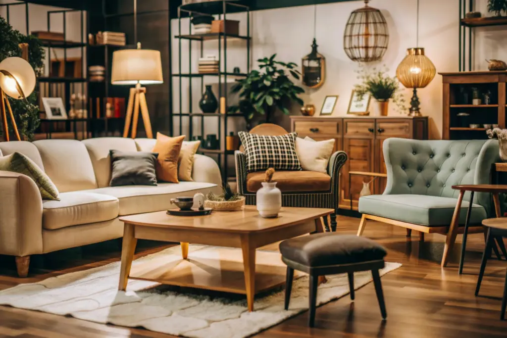 A cozy living room showing all home furniture