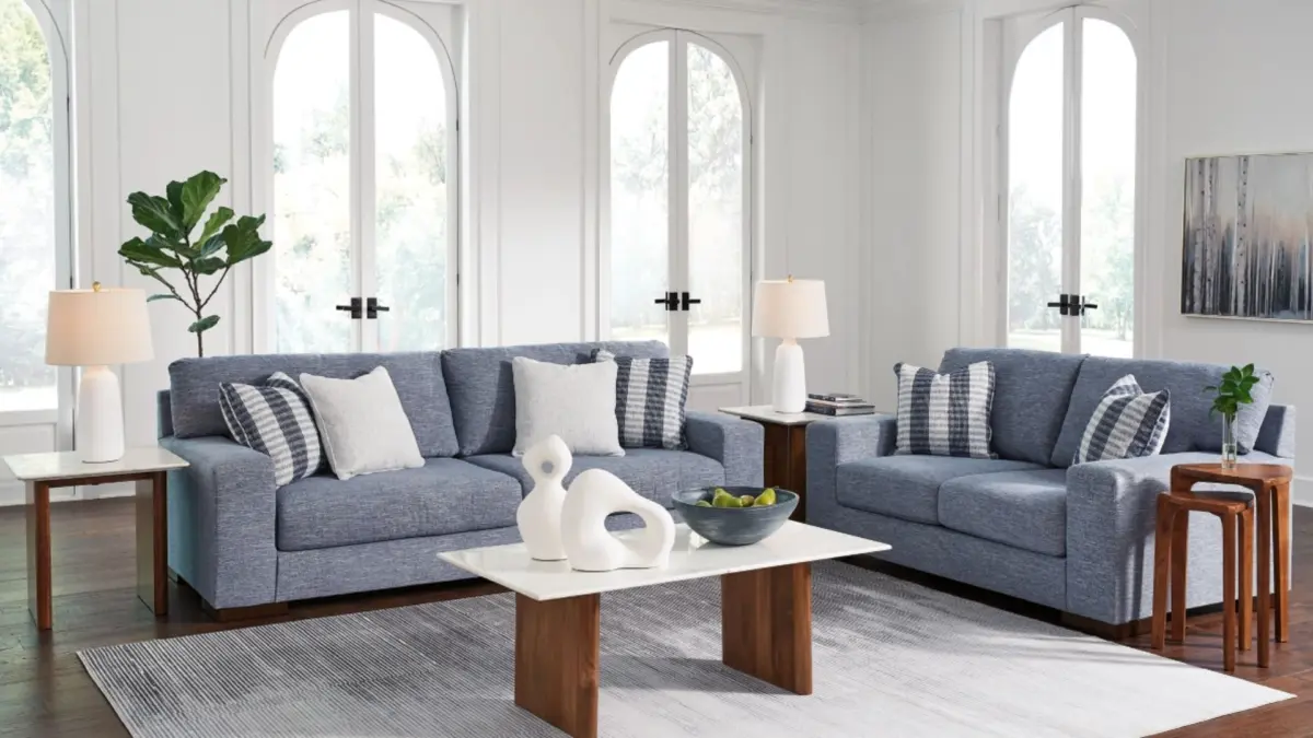 BELVOIR SOFA SET - BLUE - Image 1