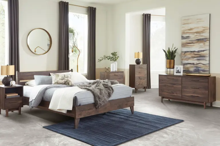 Platform bed with nightstands