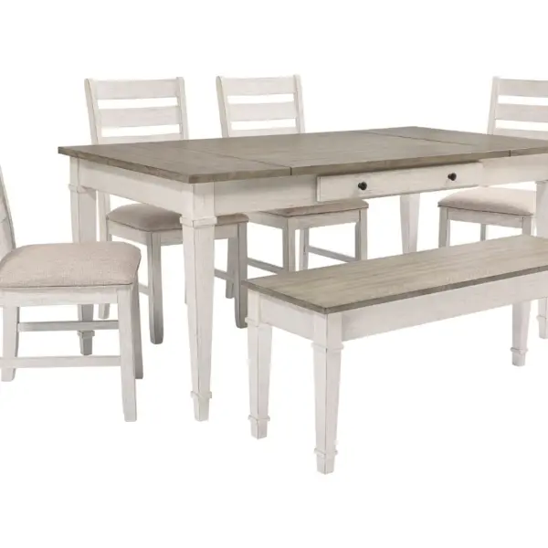 SKEMPTON DINING SET WITH  4 CHAIRS  AND A BENCH