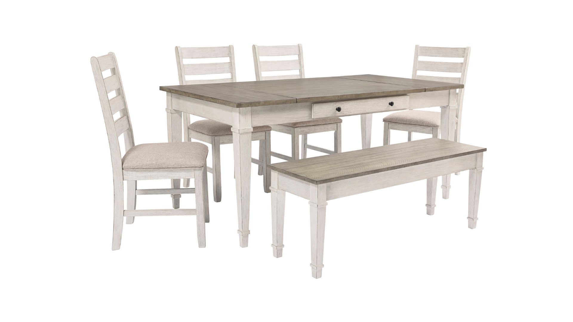 Skempton dining set with 4 chairs and a bench fairdeal furniture