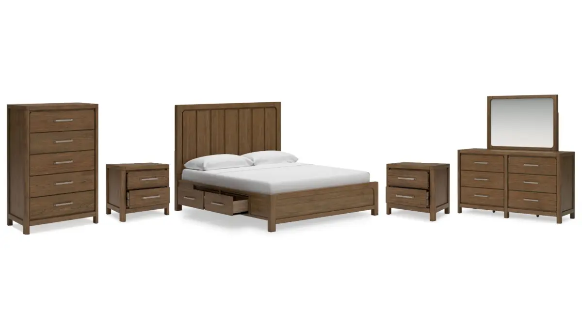 CABALYN BEDROOM SUITE (BED + 2 NIGHTSTANDS + MIRRORED DRESSER + CHEST OF DRAWERS) - Image 1