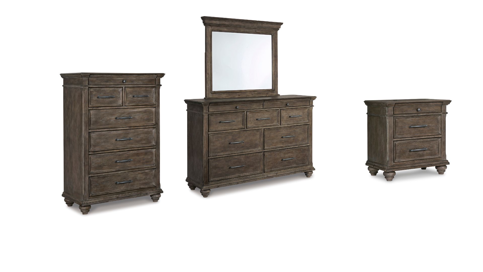 JOHNELLE BEDROOM SUITE (BED + 2 NIGHTSTANDS + MIRRORED DRESSER + CHEST ...