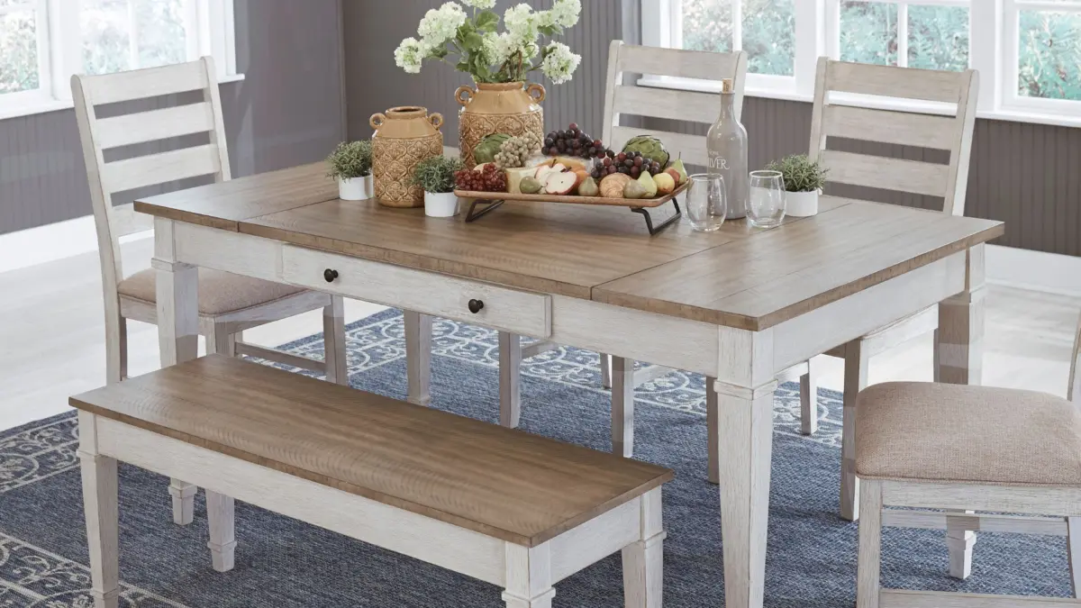 SKEMPTON DINING SET WITH  4 CHAIRS  AND A BENCH - Image 3