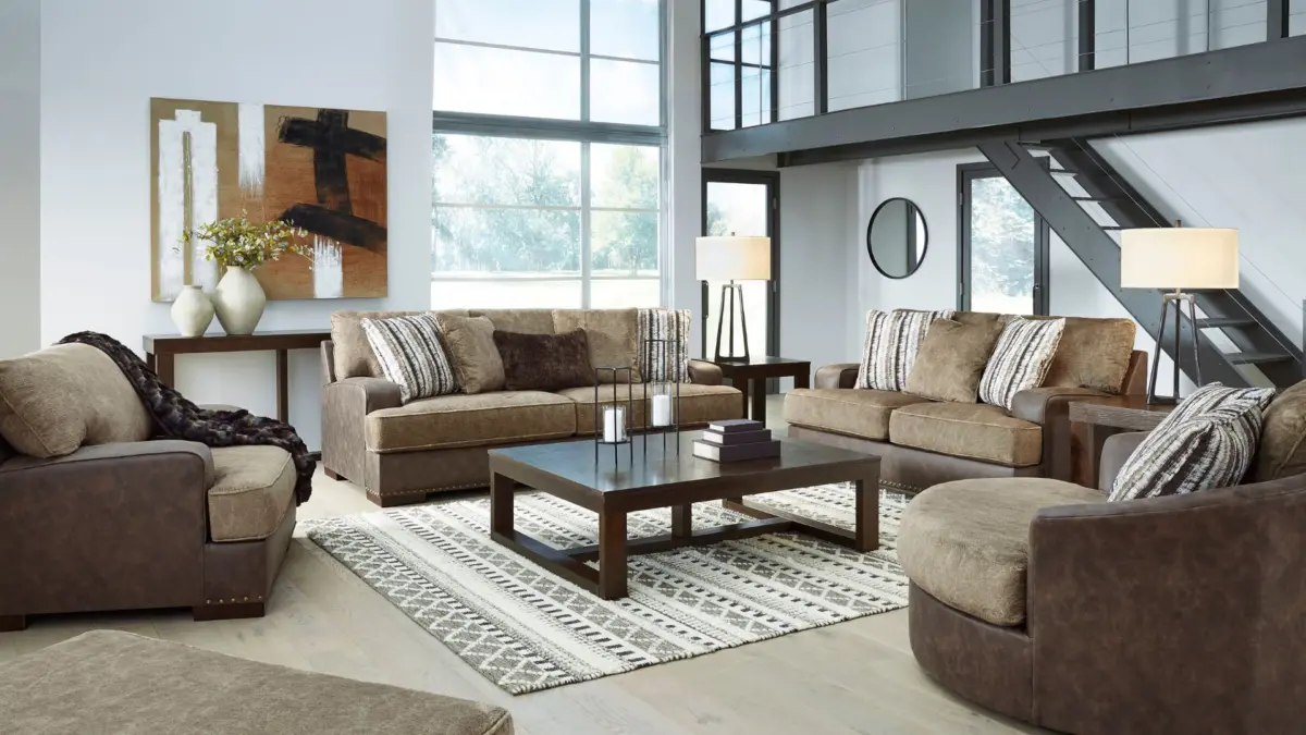 ALESBURY  6 SEATER SOFA SET WITH A SWIVEL CHAIR - Image 4