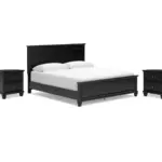 LANOLEE KING PANEL BEDROOM SUITE (BED + 2 NIGHTSTANDS + MIRRORED DRESSER + CHEST OF DRAWERS)