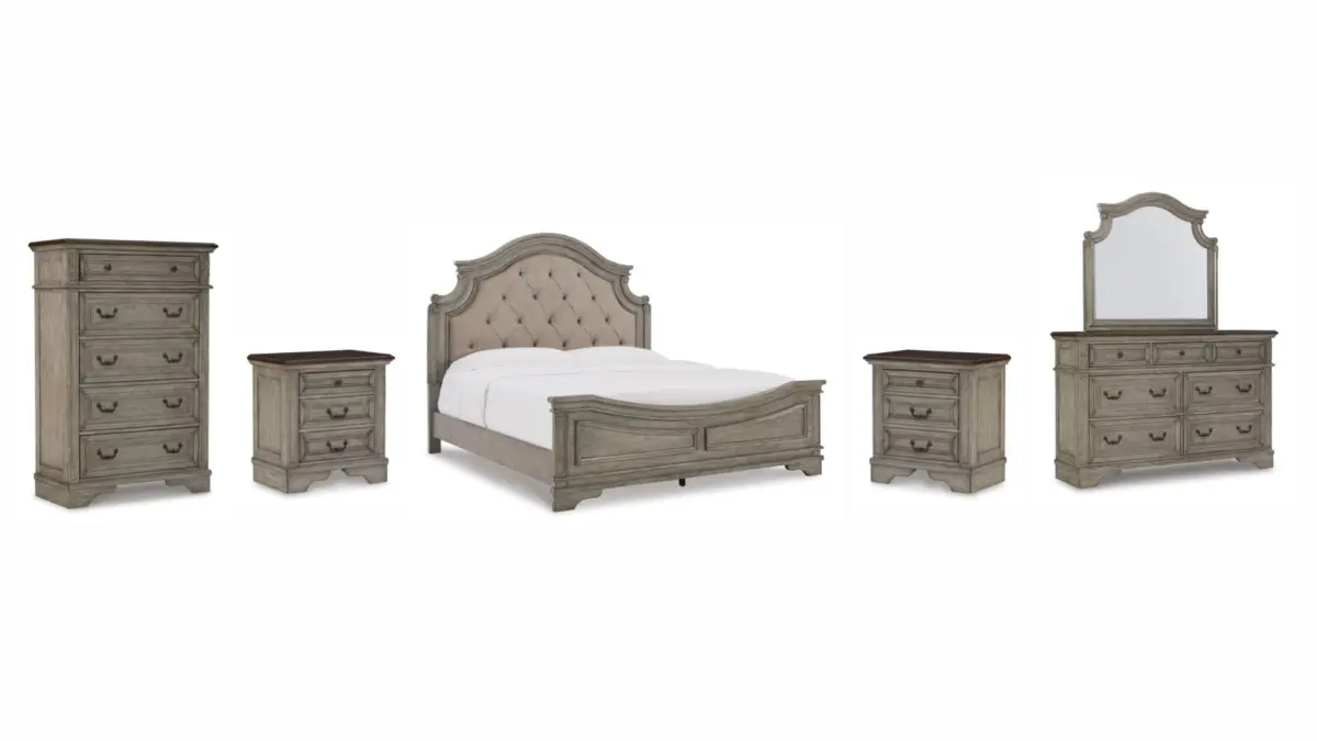 LODENBAY BEDROOM SUITE (BED + 2 NIGHTSTANDS + MIRRORED DRESSER + CHEST OF DRAWERS) - Image 1
