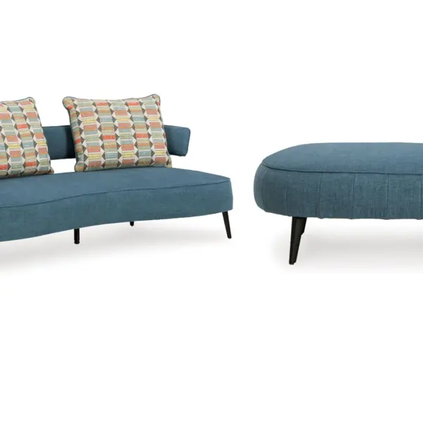 Hollyann 3-Seater Sofa with Ottoman (Blue)