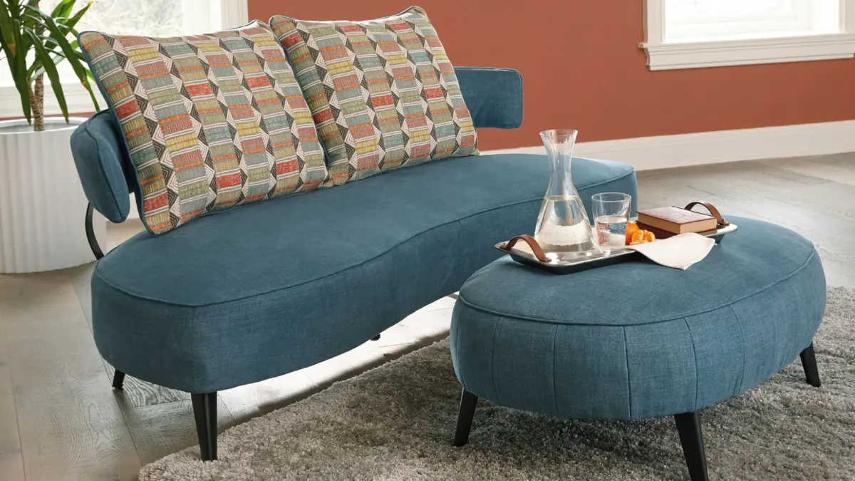 HOLLYANN  3  SEATER SOFA WITH OTTOMAN (BLUE) - Image 4