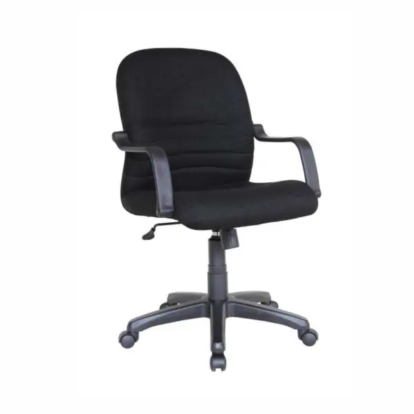 MEDIUM BACK BLACK FABRIC CHAIR BS052