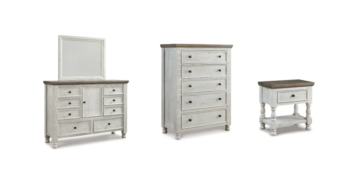 HAVALANCE QUEEN BEDROOM SUITE (BED + 2 NIGHTSTANDS + MIRRORED DRESSER + CHEST OF DRAWERS) - Image 2
