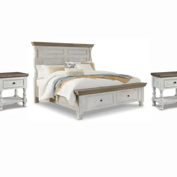 HAVALANCE QUEEN BEDROOM SUITE (BED + 2 NIGHTSTANDS + MIRRORED DRESSER + CHEST OF DRAWERS)