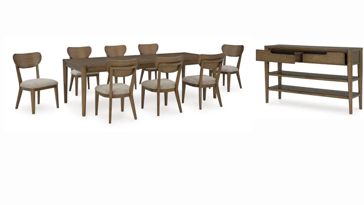 ROANHOWE DINING SET WITH 10 CHAIRS AND A SERVER - Image 1