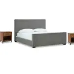 STEENLAGE BEDROOM SET (BED + 2 NIGHTSTANDS + CHEST OF DRAWERS + MIRRORED DRESSER)