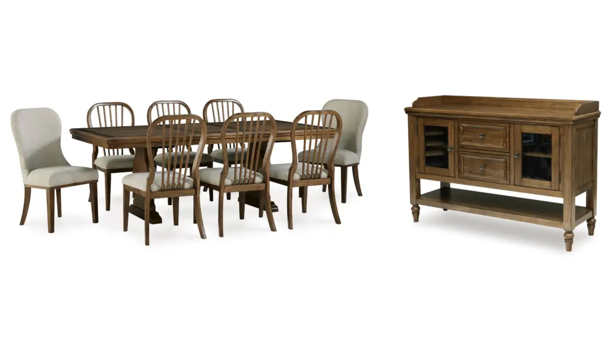 STURLAYNE DINING SET WITH 8 CHAIRS AND A SERVER - Image 1