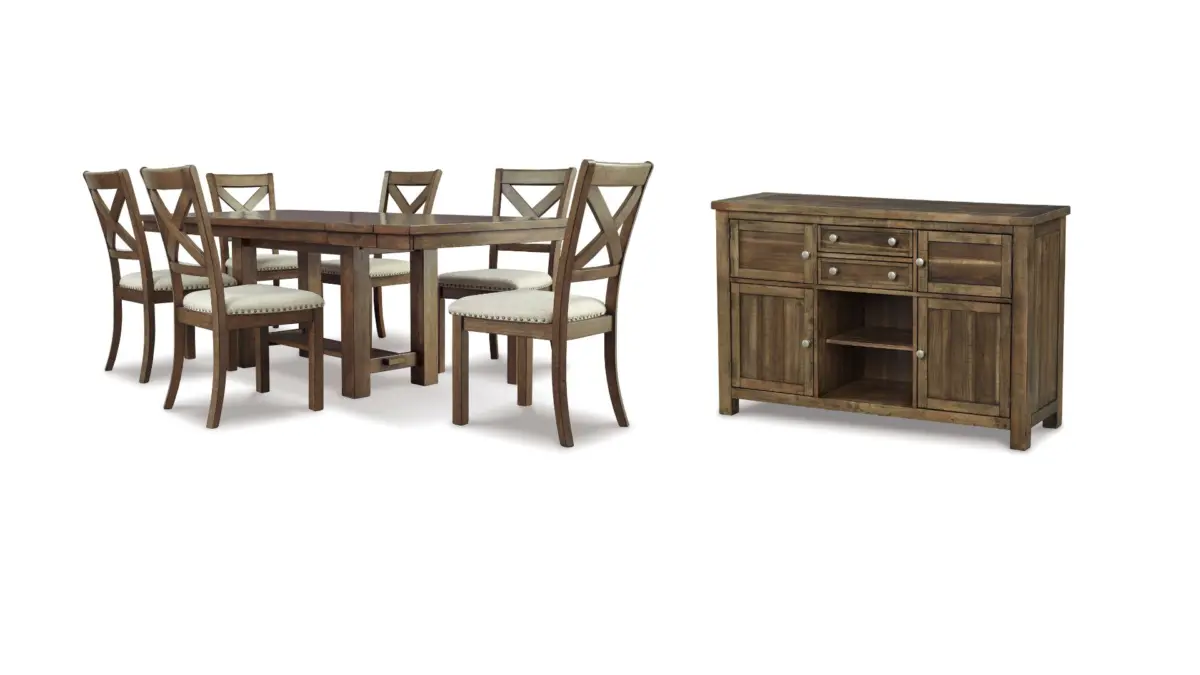 MORIVILLE DINING SET WITH 6 CHAIRS AND A SERVER - Image 1