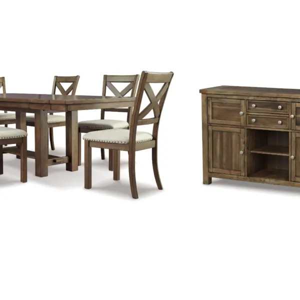 MORIVILLE DINING SET WITH 6 CHAIRS AND A SERVER