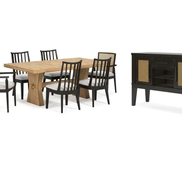 GALLIDEN DINING SET WITH 6 CHAIRS AND A SERVER