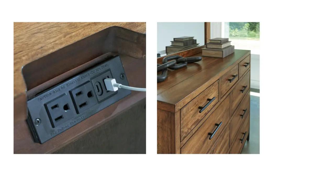 STEENLAGE BEDROOM SET (BED + 2 NIGHTSTANDS + CHEST OF DRAWERS + MIRRORED DRESSER) - Image 7