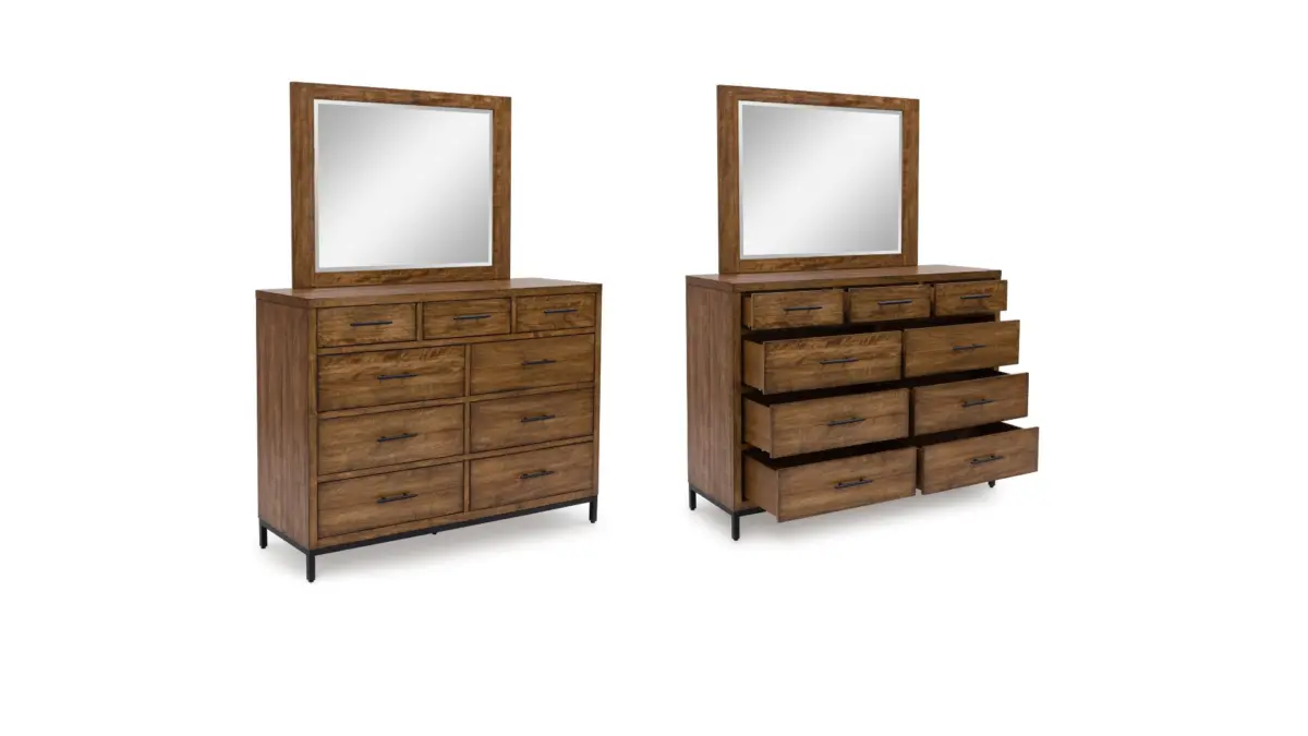 STEENLAGE BEDROOM SET (BED + 2 NIGHTSTANDS + CHEST OF DRAWERS + MIRRORED DRESSER) - Image 5