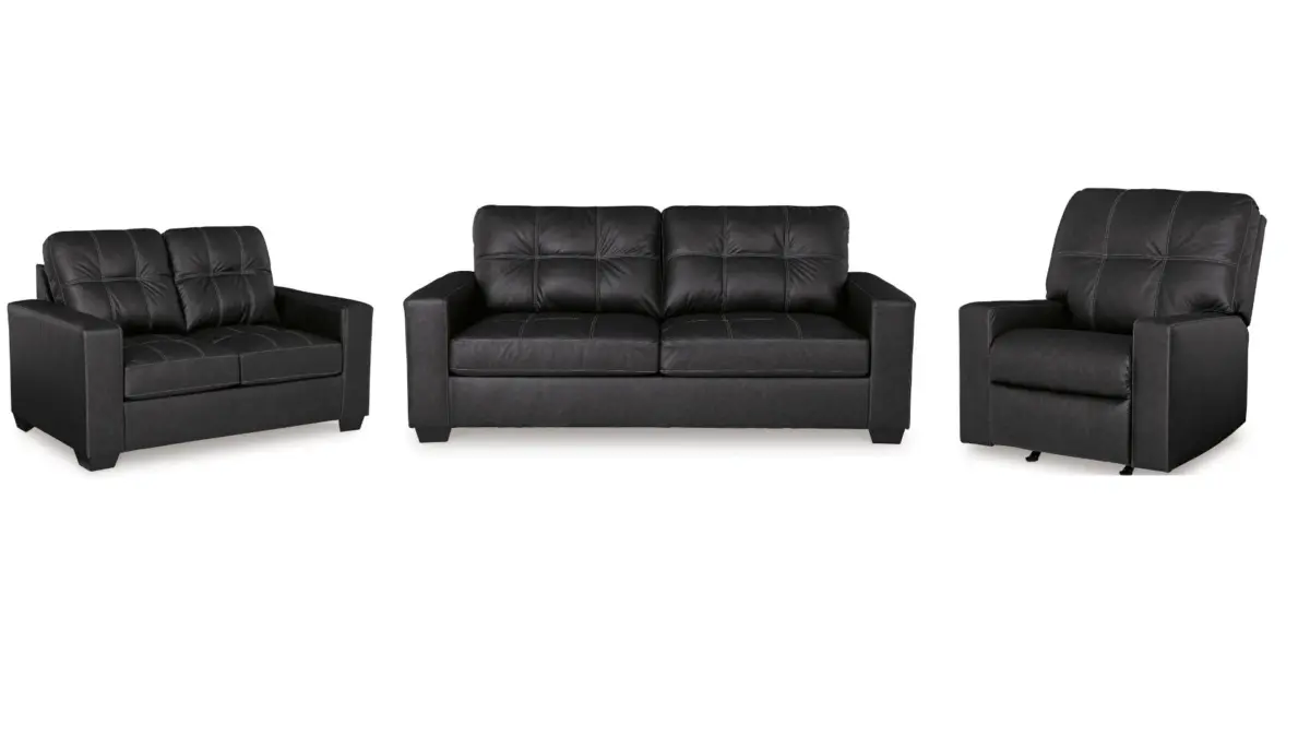 BARLIN MILLS RECLINING SOFA SET WITH OTTOMAN - Image 1