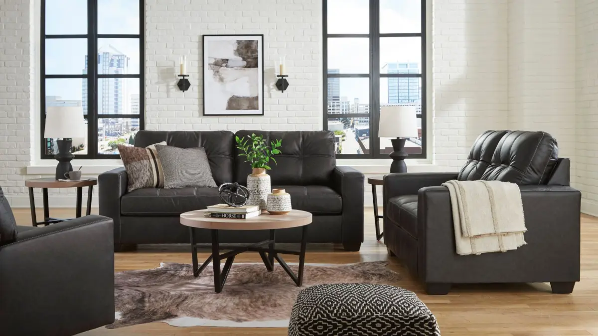 BARLIN MILLS RECLINING SOFA SET WITH OTTOMAN - Image 6