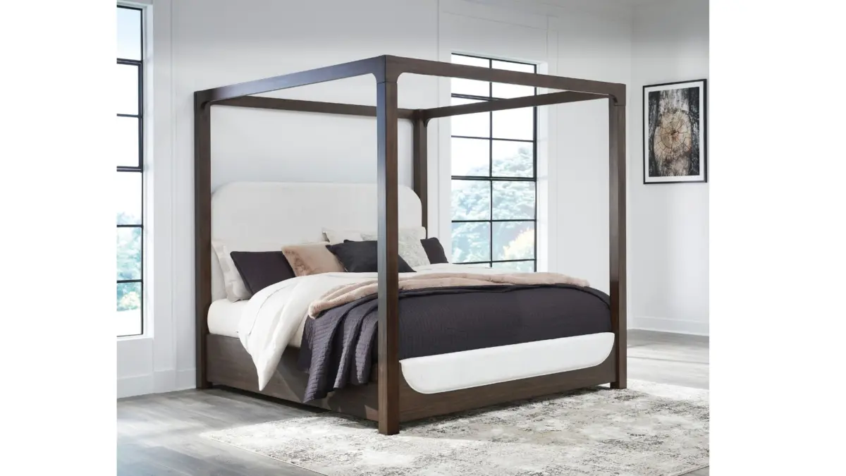 BRECKINGTON BEDROOM SET (BED + 2 NIGHTSTANDS + CHEST OF DRAWERS + MIRRORED DRESSER) - Image 4