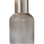 ribbed glass vase with gold tint