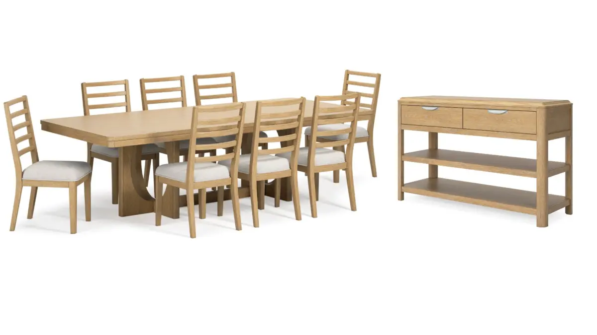 RENCOTT DINING SET WITH 8 CHAIRS AND A SERVER - Image 1