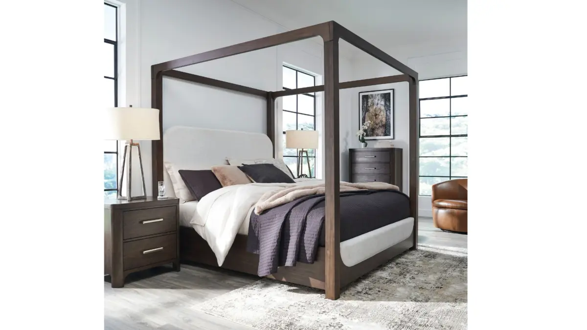 BRECKINGTON BEDROOM SET (BED + 2 NIGHTSTANDS + CHEST OF DRAWERS + MIRRORED DRESSER) - Image 6