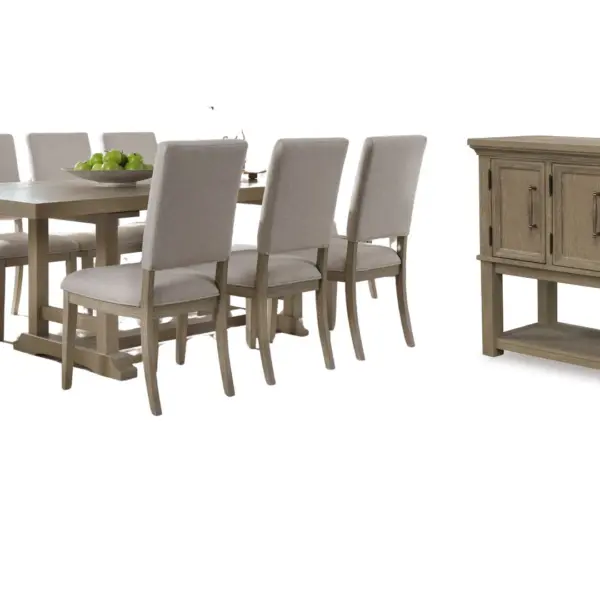 VALLARDIA EXTENDABLE DINING SET WITH 8 CHAIRS AND A SERVER
