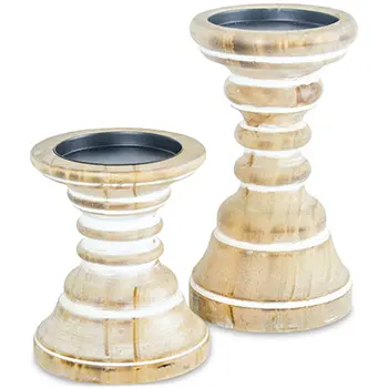 A52000493 CANDLE HOLDER SET 2PC SET (ASH)