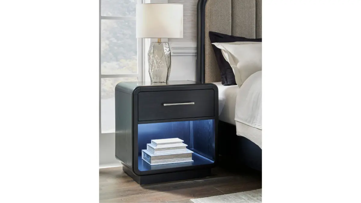 ROWANBECK BEDROOM SET (BED + 2 NIGHTSTANDS + CHEST OF DRAWERS + MIRRORED DRESSER) - Image 2