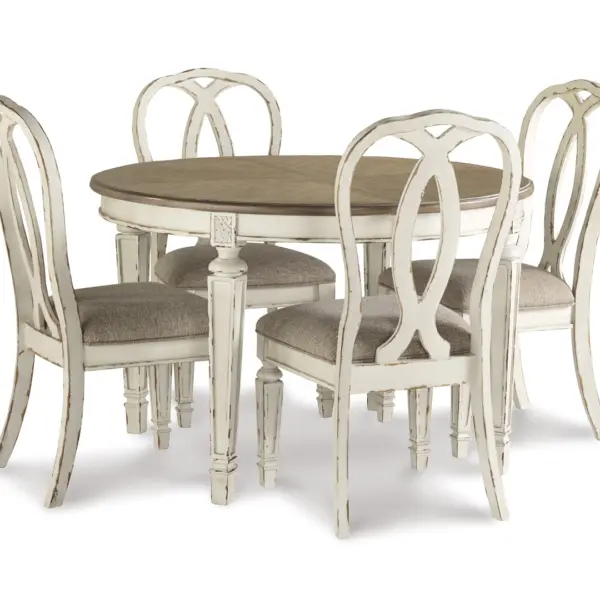 REALYN ROUND DINING SET WITH 4 CHAIRS