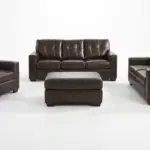 SANTORINE LEATHER 6 SEATER SOFA SET WITH OTTOMAN