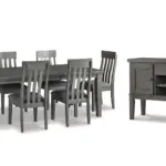 HALLANDEN EXTENDABLE DINING SET WITH 6 CHAIRS AND A SERVER