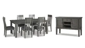 HALLANDEN EXTENDABLE DINING SET WITH 6 CHAIRS AND A SERVER