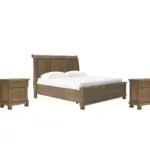 VANDENMORE BEDROOM SET (BED + 2 NIGHTSTANDS + CHEST OF DRAWERS + MIRRORED DRESSER)
