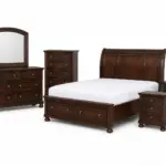 PORTER KING SLEIGH BEDROOM SET (BED + 2 NIGHTSTANDS + CHEST OF DRAWERS + MIRRORED DRESSER)