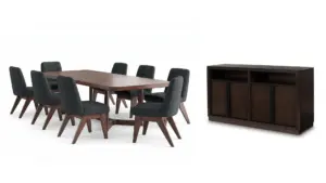 KENDAMOR EXTENDABLE DINING SET WITH 8 CHAIRS AND A SERVER