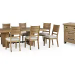 KRISTILAND EXTENDABLE DINING SET WITH 8 CHAIRS AND A SERVER