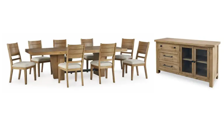KRISTILAND EXTENDABLE DINING SET WITH 8 CHAIRS AND A SERVER